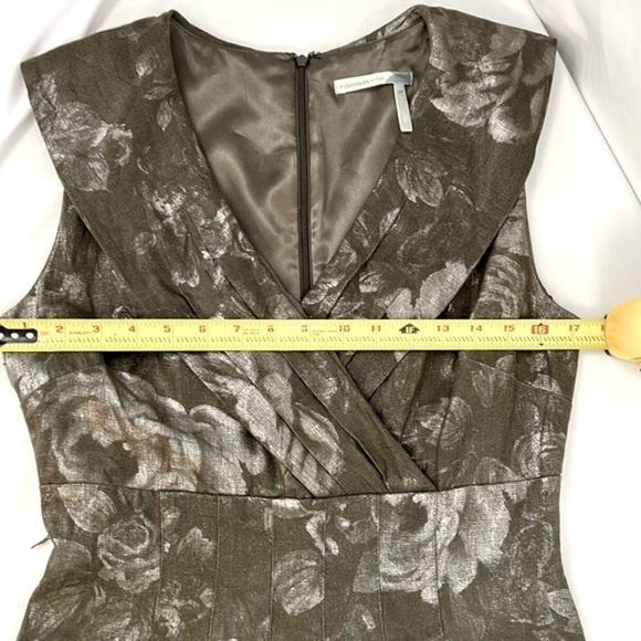 Classiques Entier Nordstrom brand Linen Dress metallic roses on Loden size 10 - Picture 11 of 13